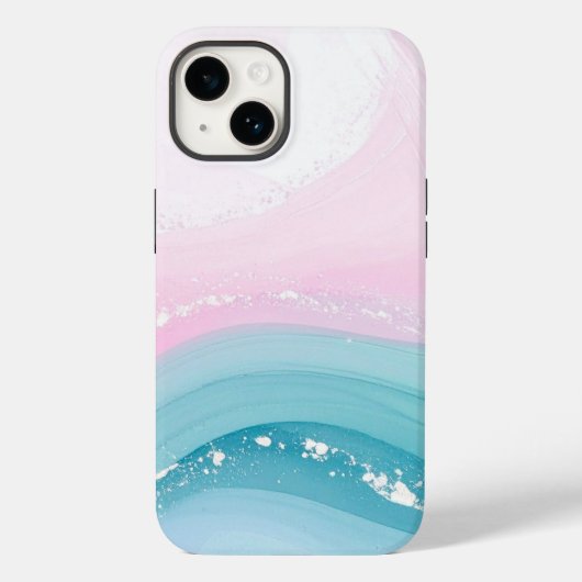 Moderne stenen stoffige blauwe marmer Case-Mate iPhone case (Achterkant)