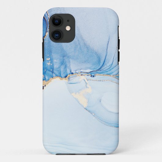 Moderne stenen stoffige blauwe marmer Case-Mate iPhone case (Achterkant)