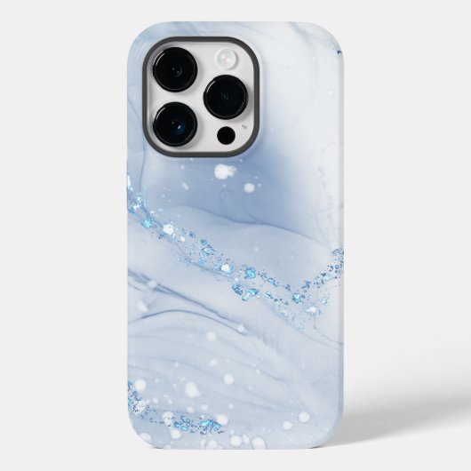 Moderne stenen stoffige blauwe marmer Case-Mate iPhone case (Achterkant)