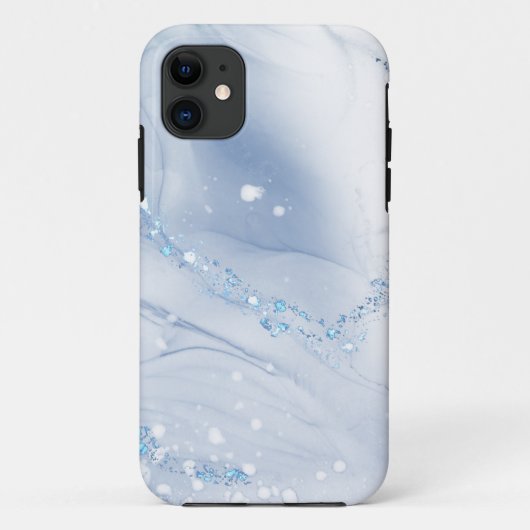 Moderne stenen stoffige blauwe marmer Case-Mate iPhone case (Achterkant)