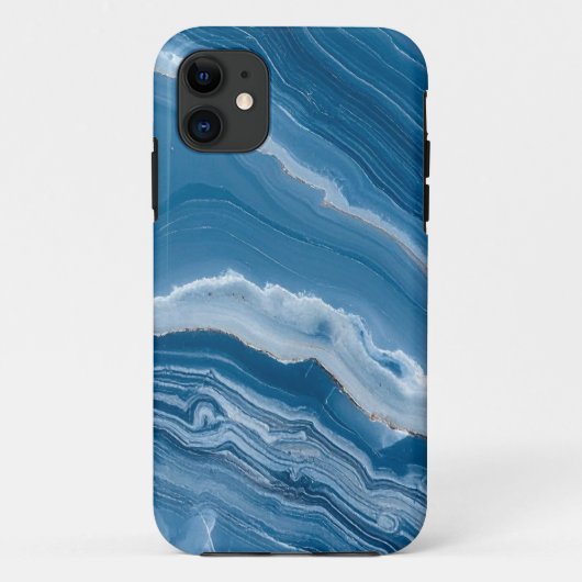 Moderne stenen stoffige blauwe marmer Case-Mate iPhone case (Achterkant)