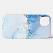 Moderne stenen stoffige blauwe marmer Case-Mate iPhone case (Achterkant (horizontaal))