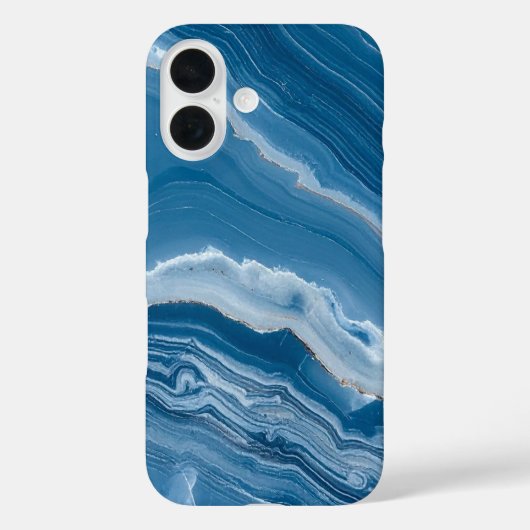 Moderne stenen stoffige blauwe marmer Case-Mate iPhone case (Achterkant)