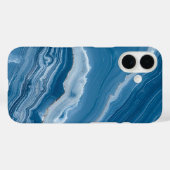 Moderne stenen stoffige blauwe marmer Case-Mate iPhone case (Achterkant (horizontaal))