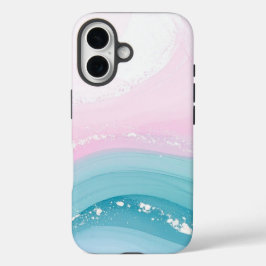 Moderne stenen stoffige blauwe marmer iPhone 16 hoesje