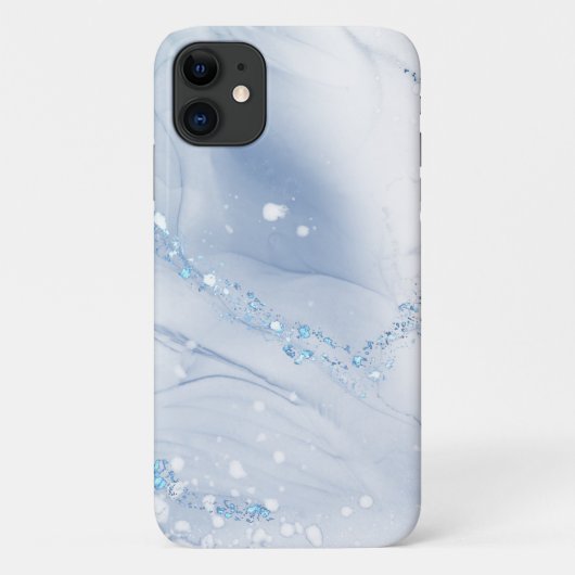 Moderne stenen stoffige blauwe marmer Case-Mate iPhone case (Achterkant)