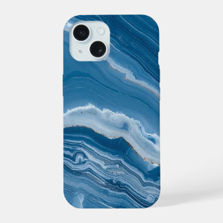 Moderne stenen stoffige blauwe marmer iPhone 15 case