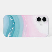 Moderne stenen stoffige blauwe marmer iPhone 16 hoesje (Achterkant horizontaal)
