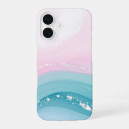 Moderne stenen stoffige blauwe marmer iPhone 16 hoesje