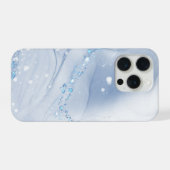 Moderne stenen stoffige blauwe marmer iPhone hoesje (Achterkant horizontaal)