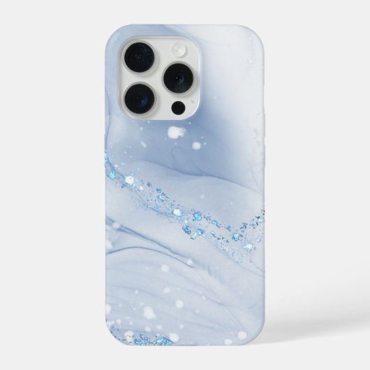 Moderne stenen stoffige blauwe marmer iPhone hoesje (Achterkant)