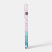 Moderne stenen stoffige blauwe marmer iPhone hoesje (Linkerkant)