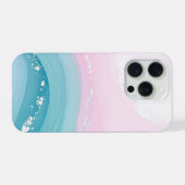 Moderne stenen stoffige blauwe marmer iPhone hoesje (Achterkant horizontaal)