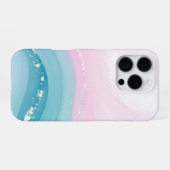 Moderne stenen stoffige blauwe marmer iPhone hoesje (Achterkant horizontaal)
