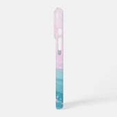 Moderne stenen stoffige blauwe marmer iPhone hoesje (Linkerkant)