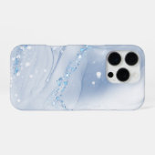 Moderne stenen stoffige blauwe marmer iPhone hoesje (Achterkant horizontaal)