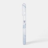 Moderne stenen stoffige blauwe marmer iPhone hoesje (Linkerkant)