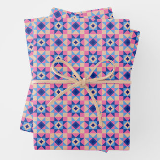 Moderne Ster Blok Quilt Inpakpapier Vel