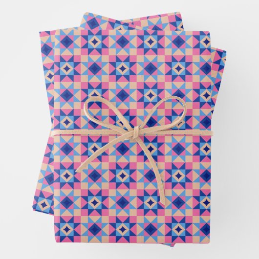Moderne Ster Blok Quilt Inpakpapier Vel (In situ)