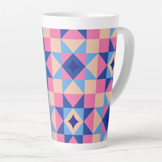 Moderne Ster Blok Quilt Latte Mok (Rechterhoek)