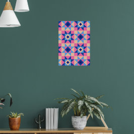 Moderne Ster Blok Quilt Poster