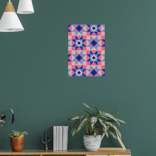 Moderne Ster Blok Quilt Poster (Woonkamer 1)
