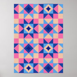 Moderne Ster Blok Quilt Poster