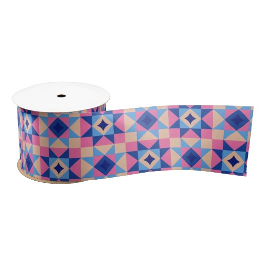 Moderne Ster Blok Quilt Satijnen Lint (Spoel)