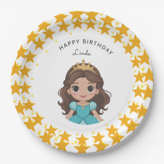Moderne ster en Disney-prinses verjaardag goud Papieren Bordje