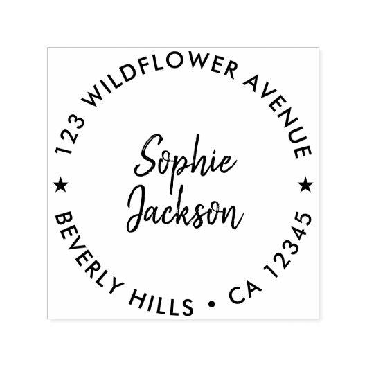 Moderne ster | Handgeschreven retouradres Zelfinktende Stempel (Design)