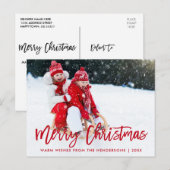 Moderne Ster Ster Kerst Rood van het Manuscript va Briefkaart (Voorkant / Achterkant)