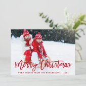 Moderne Ster Ster Kerst Rood van het Manuscript va Feestdagenkaart (Staand voorkant)