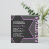 Moderne ster van David Bat Mitzvah - Gray & Roze Kaart (Staand voorkant)