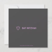 Moderne ster van David Bat Mitzvah - Gray & Roze Kaart (Achterkant)