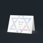 Moderne ster van David Pastel Bat Mitzvah Bedankkaart<br><div class="desc">Modern Star of David Pastel Bat Mitzvah Thank You Card heeft een unieke en moderne Star of David-omtrek in een prachtig holografisch effect.</div>