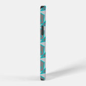 Moderne stergeometrie, grijs en turquoise iPhone hoesje (Rechterkant)