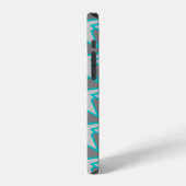 Moderne stergeometrie, grijs en turquoise iPhone hoesje (Linkerkant)