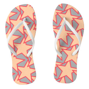 Moderne stergeometrie - koraal oranje en grijs teenslippers