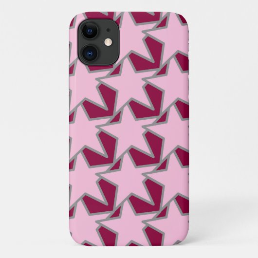 Moderne stergeometrie, lichtroze en bordeauxrood Case-Mate iPhone case (Achterkant)