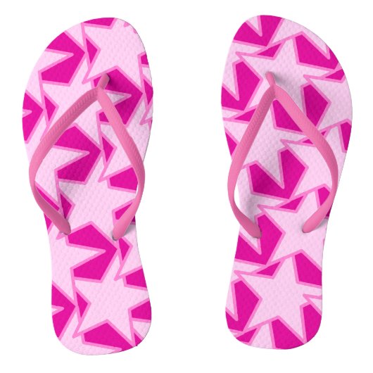 Moderne stergeometrie - lichtroze en fuchsia teenslippers (Voetbed)