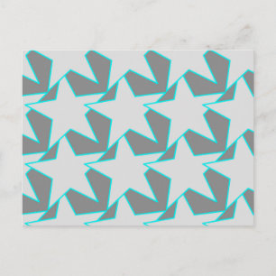 Moderne stergeometrische - grijs en turquoise briefkaart