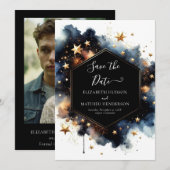 Moderne sterren Hemelse bruiloft Save The Date (Voorkant / Achterkant)