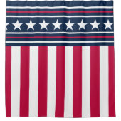 Moderne sterren in Stripes Red White en Blue Douchegordijn (Voorkant)