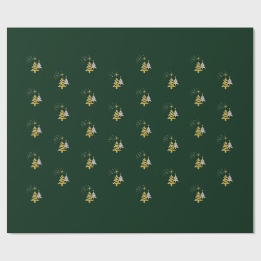 Moderne sterren minimalistische groene gouden kers cadeaupapier (Vlak)