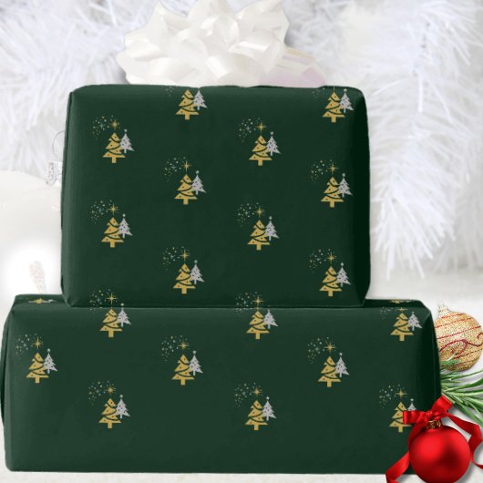 Moderne sterren minimalistische groene gouden kers cadeaupapier