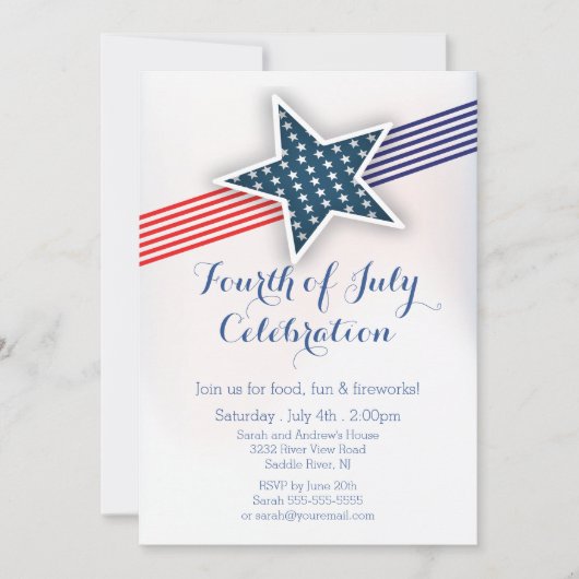 Moderne sterren & Stripes 4 juli uitnodiging (Voorkant)