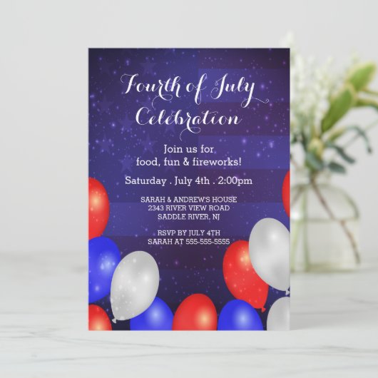 Moderne sterren & Stripes 4 juli uitnodiging (Staand voorkant)