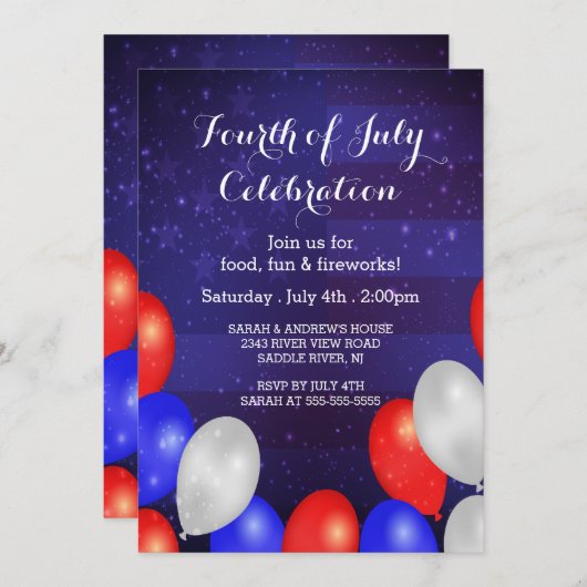 Moderne sterren & Stripes 4 juli uitnodiging (Voorkant / Achterkant)