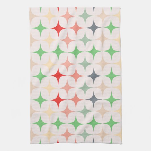 Moderne sterren uit de middeleeuwen in kerstkleure theedoek (Verticaal)