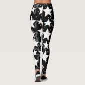 Moderne sterren zwarte witte patronen vrouwen leggings (Achterkant)